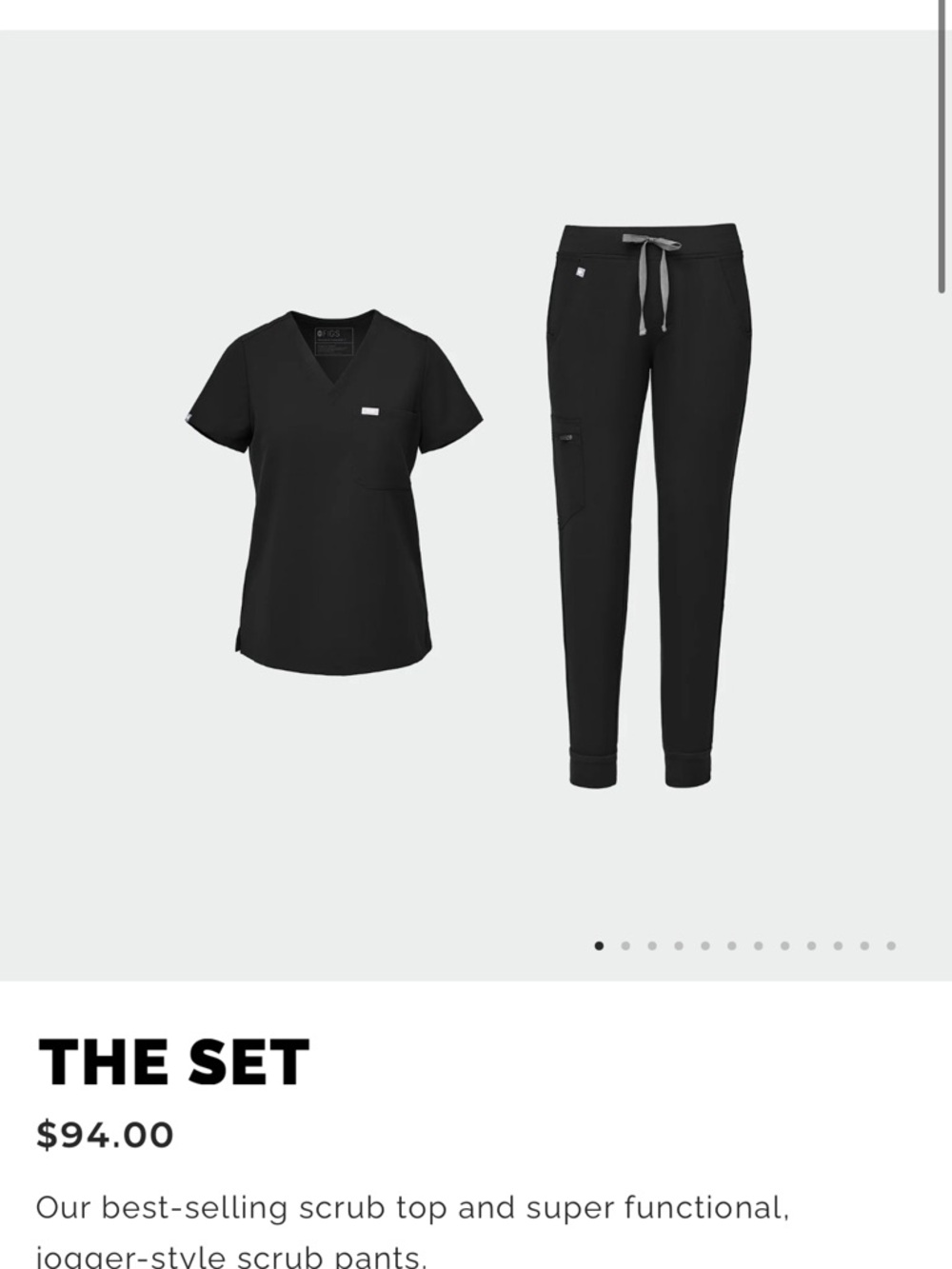 Figs Black Jogger Scrub Pants with Gray Drawstring